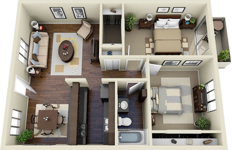 The Terraza - Two Bedroom / One Bath - 1,028 Sq. Ft.*